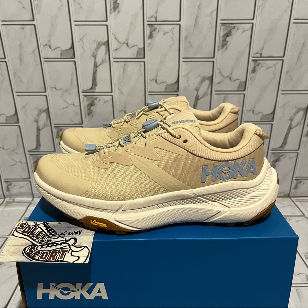 New Hoka One Transport Training Running Walking Gym Shoes Tan Cream Womens 6 - 9
